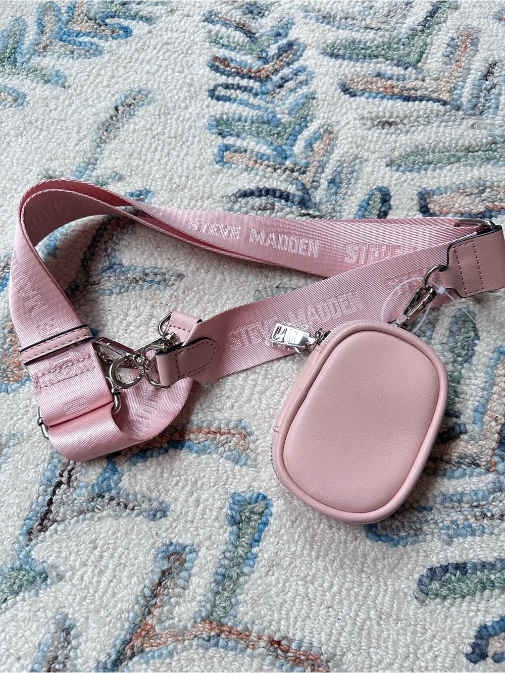Steve Madden Coin Purse Card Holder Belt Bag Pink Crossbody